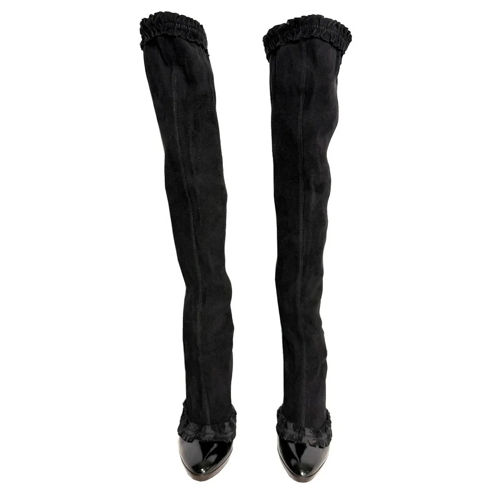 Yves Saint Laurent Tom Ford Fall 2002 Runway Thigh High Suede Boots 36.5